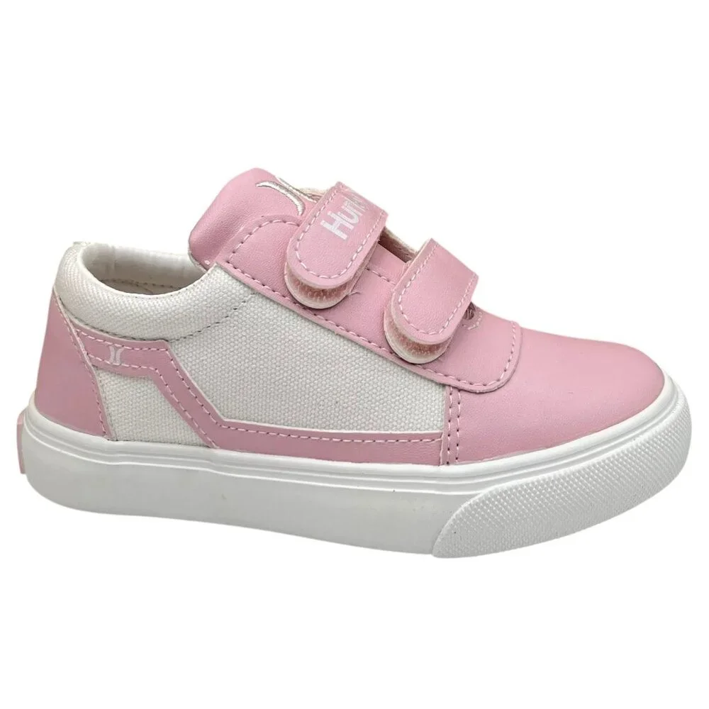 Hurley Toddler Girls Slip-on Canvas Sneakers Size 9-10 Pink-White Casual Comfort